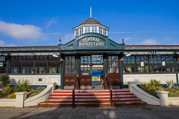 Central Bandstand in Herne Bay, Kent, UK Kent, UK - February 21st 2019: The Central Bandstand building in Herne Bay, Kent, England. When first built in the 1920s, it was a popular venue for visiting military band concerts and tea dances. herne bay photos stock pictures, royalty-free photos & images