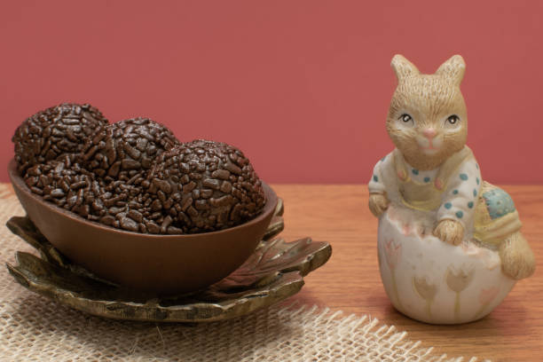 istock 'Chocolate egg with filling for Easter on wooden background. Selective focus. Copy space.' 1140477103