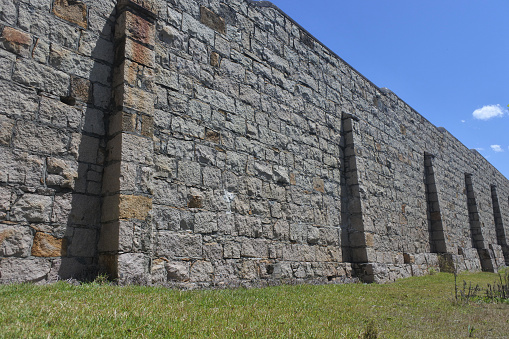 The outer walls of Trial Bay Gaol in Trial Bay Gaol in South West Rocks, Arakoon Kempsey Shire, New South Wales, Australia