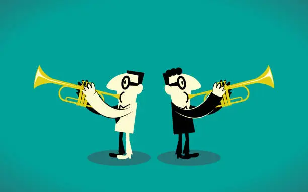 Vector illustration of Two Trumpet Player