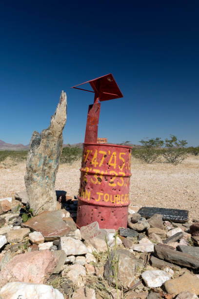 istock Red drum intersection in Kaokoland, Kunene Region, Namibia. 1140487670