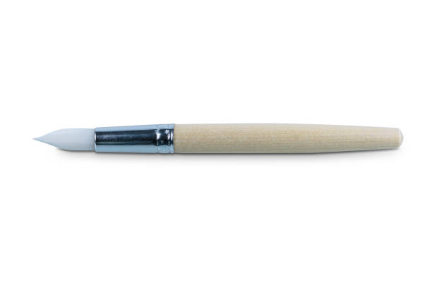 istock Water paint brush, wooden handle isolated on white background 1140487720
