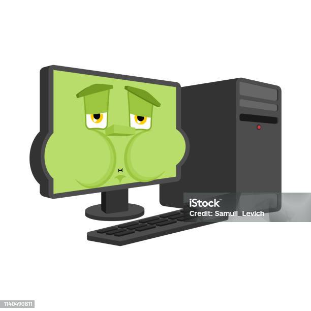 Computer Nausea Feeling Sick Emotion Isolated Sick Pc Cartoon Style ...
