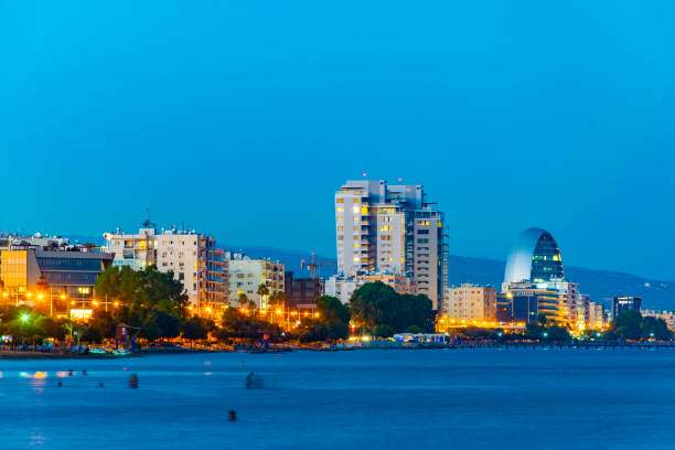 Sunset view of cityscape of Limassol on Cyprus Sunset view of cityscape of Limassol on Cyprus limassol stock pictures, royalty-free photos & images