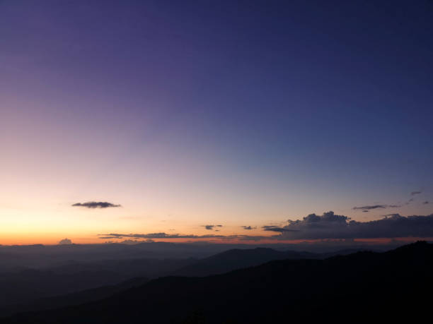 istock Beautiful Sunset with Blue Sky, Clouds and Mountain. Evening Countryside Landscape Concept. Nature in Chiang Mai (Thailand) Background 1140503234