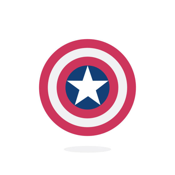 Shield with a star, superhero shield Shield with a star, superhero shield on white background team captain stock illustrations