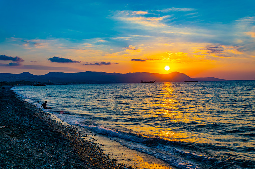 Sunset over Poli beach on Cyprus