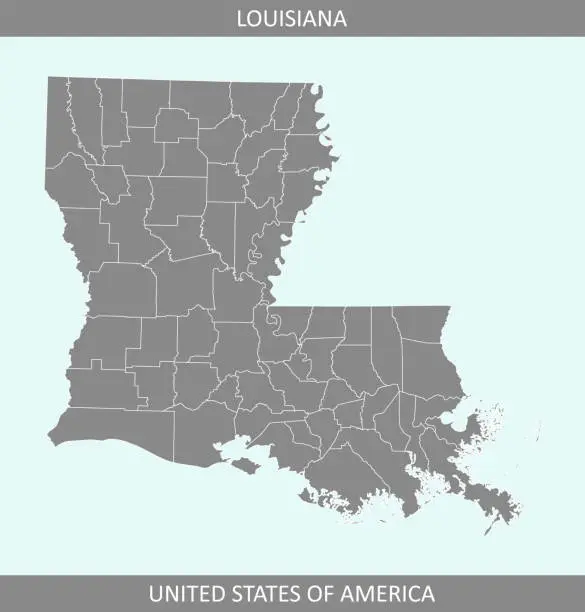 Vector illustration of Louisiana counties map