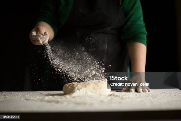 Kneading Loaf Of Bread With Hands Stock Photo - Download Image Now - Dough, Bread, Baker - Occupation