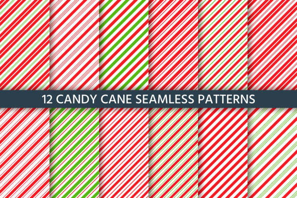 ilustrações, clipart, desenhos animados e ícones de teste padrão sem emenda dos doces de bastão. ilustração verde vermelha do vetor. - christmas pattern striped backgrounds