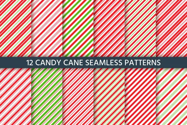 Vector illustration of Cane candy seamless pattern. Vector red green illustration.