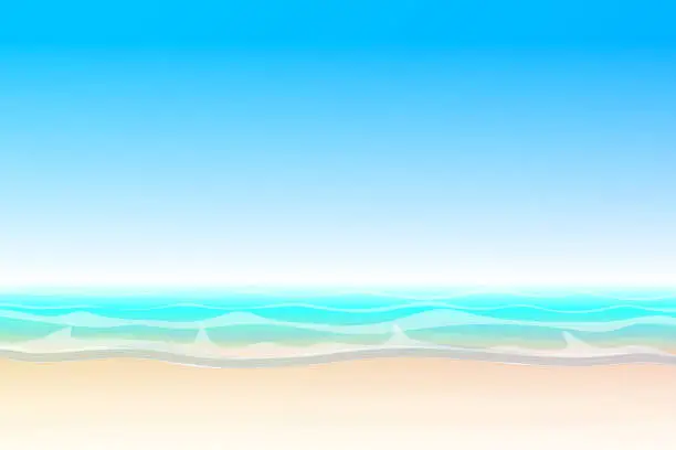Vector illustration of vector summer cartoon seascape, landscape