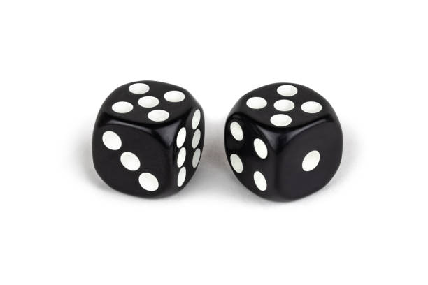 istock Two black dice isolated on a white background. Six and six. 1140523924