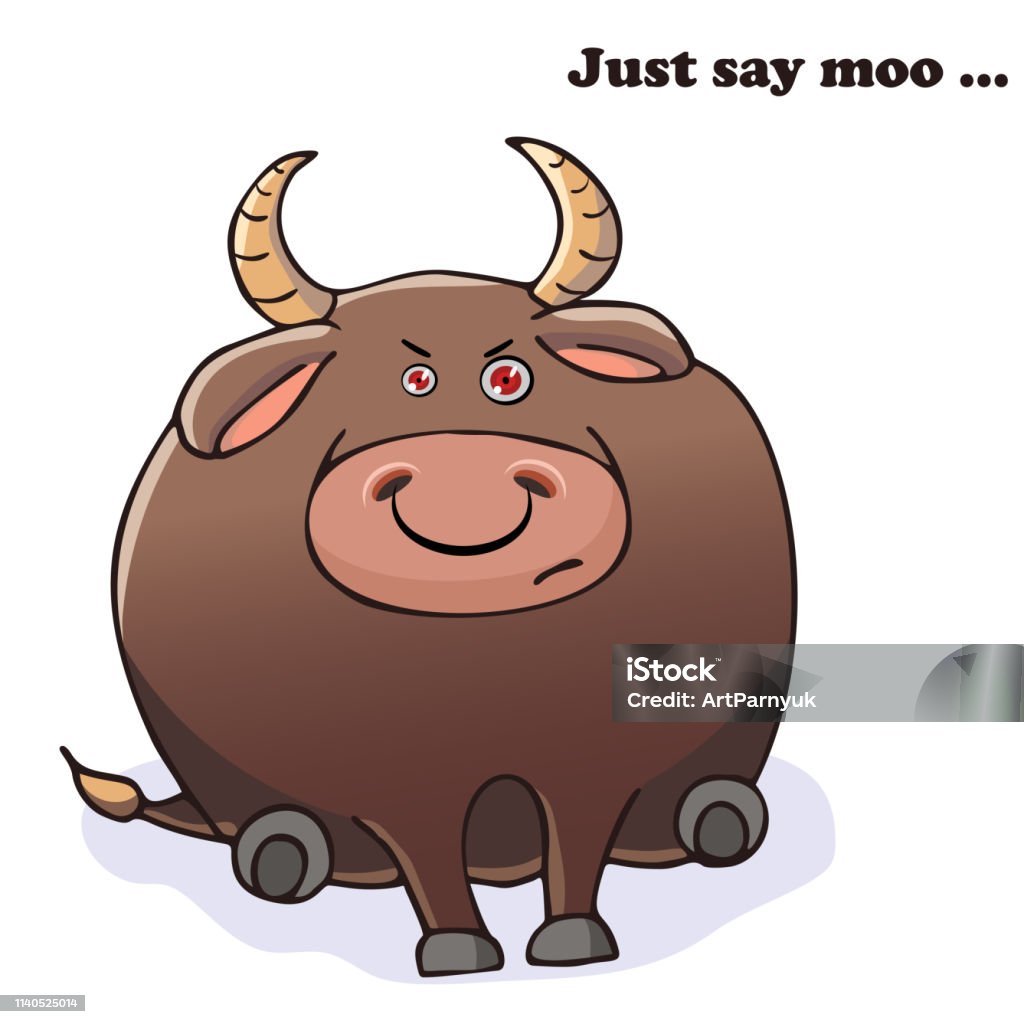Humour Bull Vector Funny Animal Funny Angry Bull Postcard With A Comic Phrase Cute ...