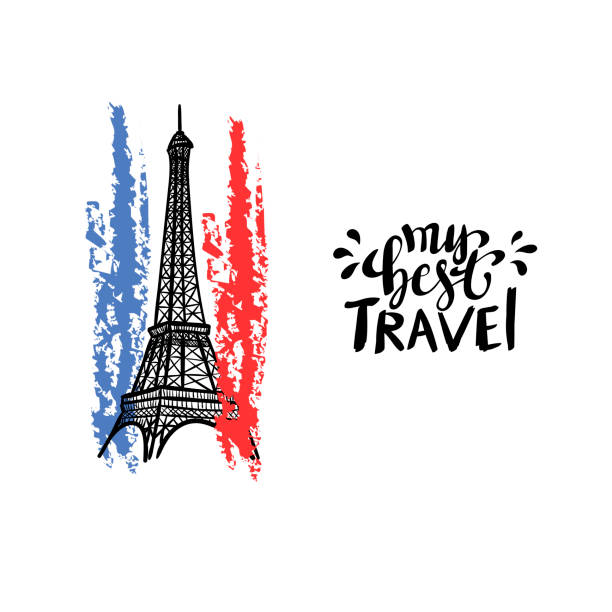 istock My Best Travel inspiration quotes lettering with Eiffel Tower. 1140526017