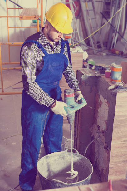 istock Professional plasterer is ready to plaster the walls 1140526523