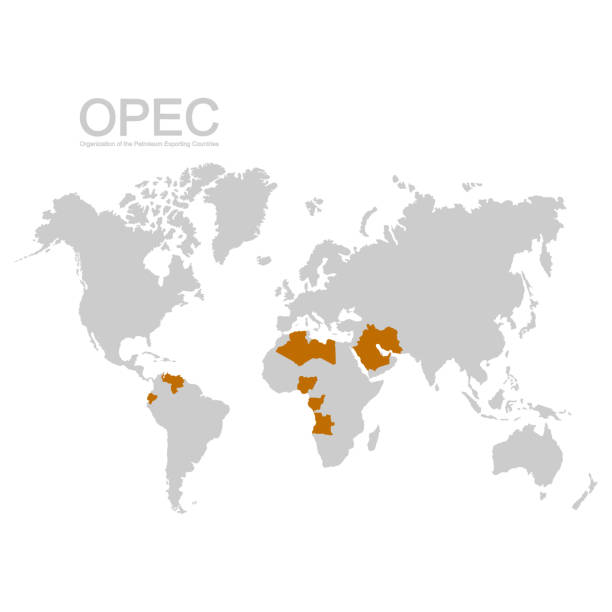 карта со странами-членами опек - opec stock illustrations