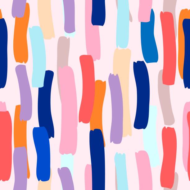 Brush strokes and stripes hand painted Vector seamless pattern. Brush strokes and stripes hand painted Vector seamless pattern. Vector illustration on pink background paint patterns stock illustrations