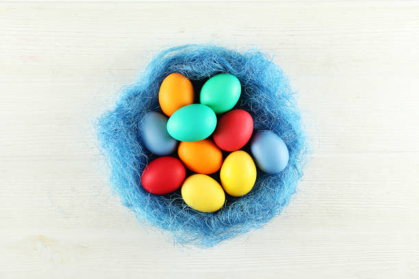 istock Easter themed background with symbolic holiday accessories. 1140533331