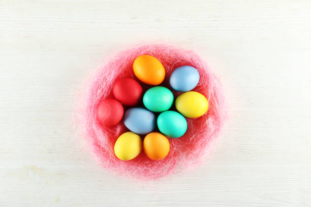 Easter themed background with symbolic holiday accessories.