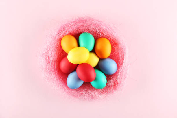 Easter themed background with symbolic holiday accessories.