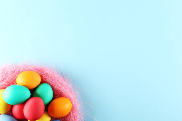 istock Easter themed background with symbolic holiday accessories. 1140533336