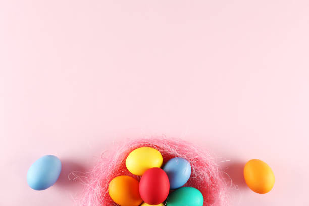 istock Easter themed background with symbolic holiday accessories. 1140533337