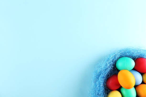 istock Easter themed background with symbolic holiday accessories. 1140533413