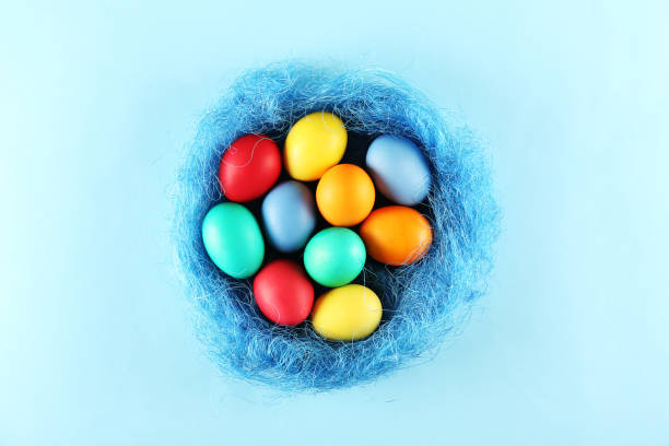 Easter themed background with symbolic holiday accessories.