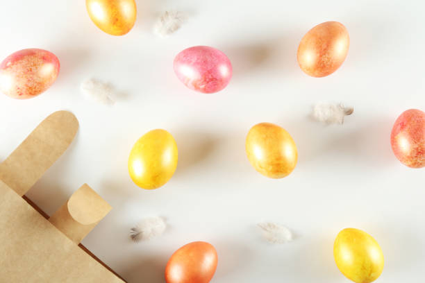 Easter themed background with symbolic holiday accessories.