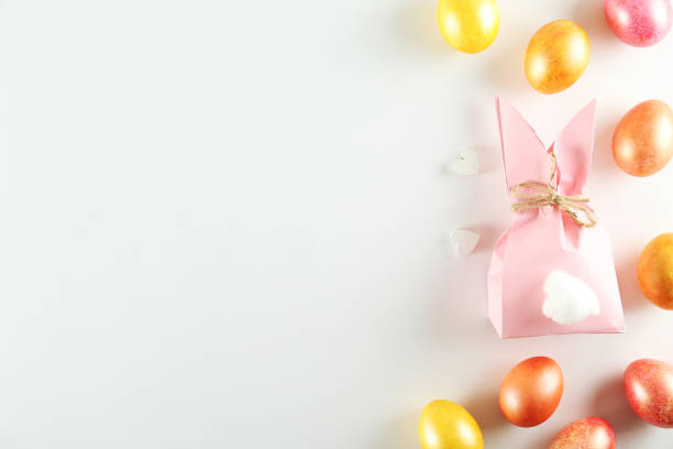Easter themed background with symbolic holiday accessories.
