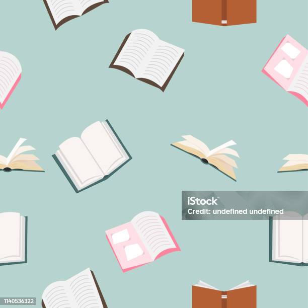 Open Books Vector Seamless Pattern Stock Illustration - Download Image Now - Book, Pattern, Open