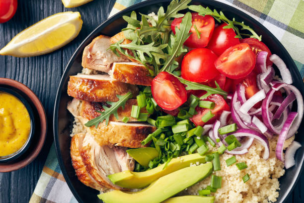 istock chicken bowl with couscous, greens and veggies 1140536438