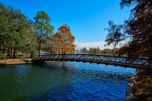 Autumn image of a bridge over the Beebe Lake in Ithaca NY.