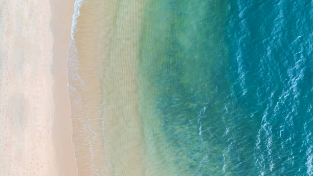 istock Beach with shade emerald blue water and wave foam on tropical sea 1140536728