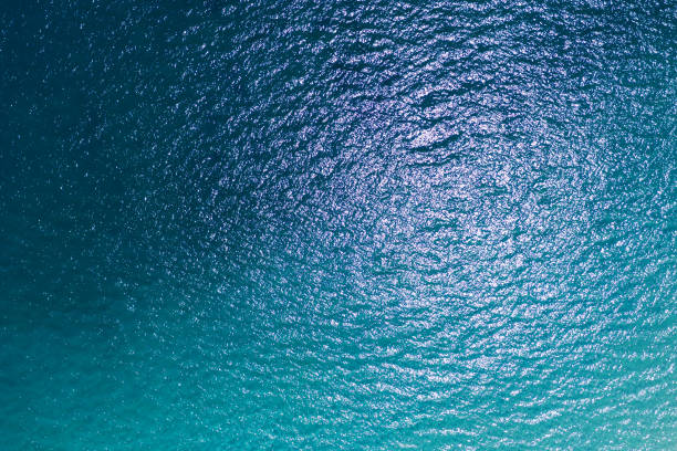istock Aerial top view of Blue ocean surface background 1140537039