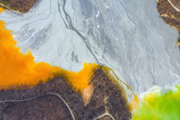 istock Aerial view of a mining decanting pond with toxic red residuals 1140540358