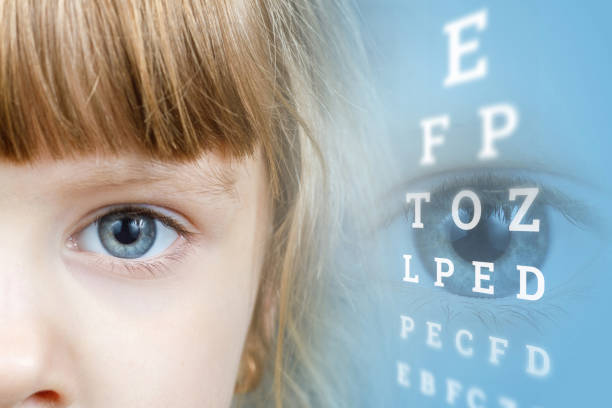 A small child at ophthalmologic diagnostic center.