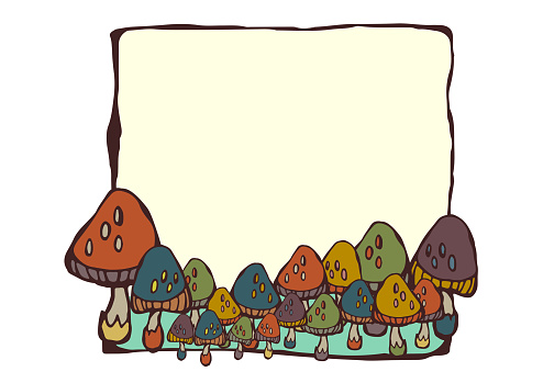 Poison Frame Poison Mushroom Handwriting Illustration Frame Vector Material Pop Art ...