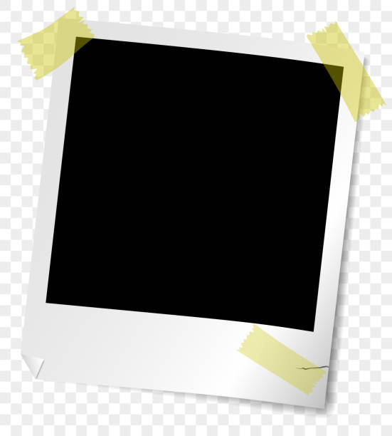 istock old retro-style instant picture frame with bent corner, semi-transparent shadows and adhesive tape 1140543935
