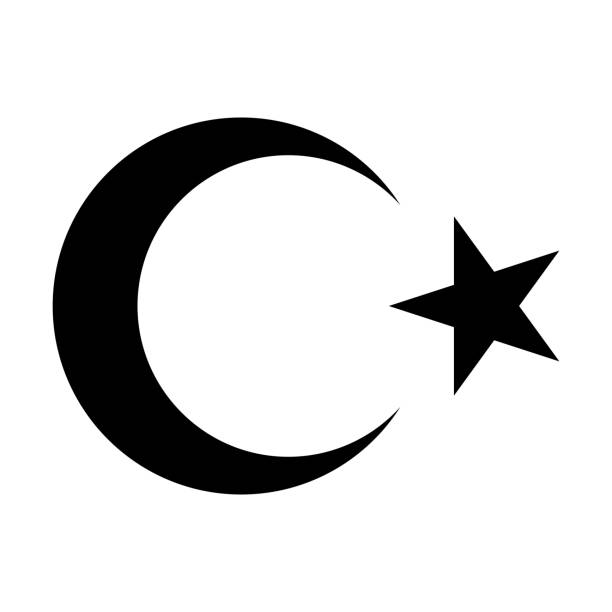 ilustrações de stock, clip art, desenhos animados e ícones de black star and crescent symbol. the national emblem of the republic of turkey isolated on white background. - religion symbol spirituality islam