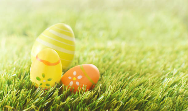 istock Easter greeting card with painted eggs 1140545039