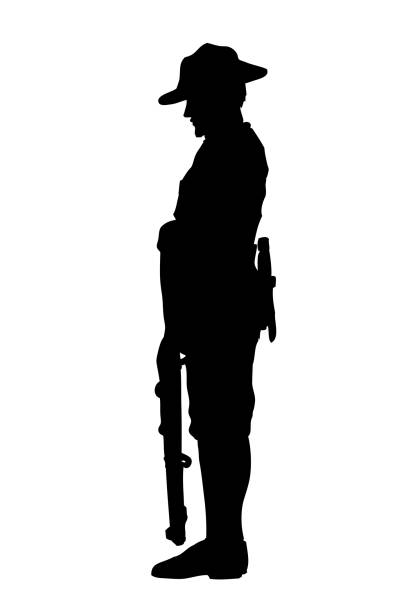 Silhouette of soldier paying tribute, Vector eps 10 soldier stock illustrations