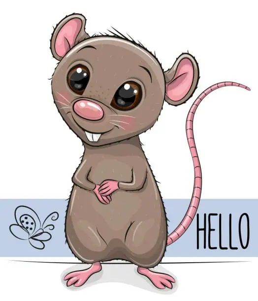 Vector illustration of Cute Rat isolated on a white background