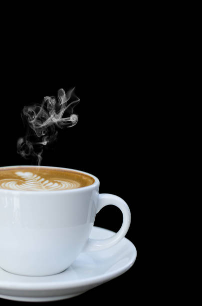 istock White cup of hot coffee isolated on black background 1140547642