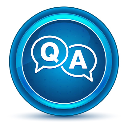 Faq icon isolated on eyeball blue round button