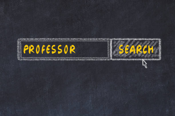 Chalk board sketch of search engine. Concept of searching for professor stock photo
