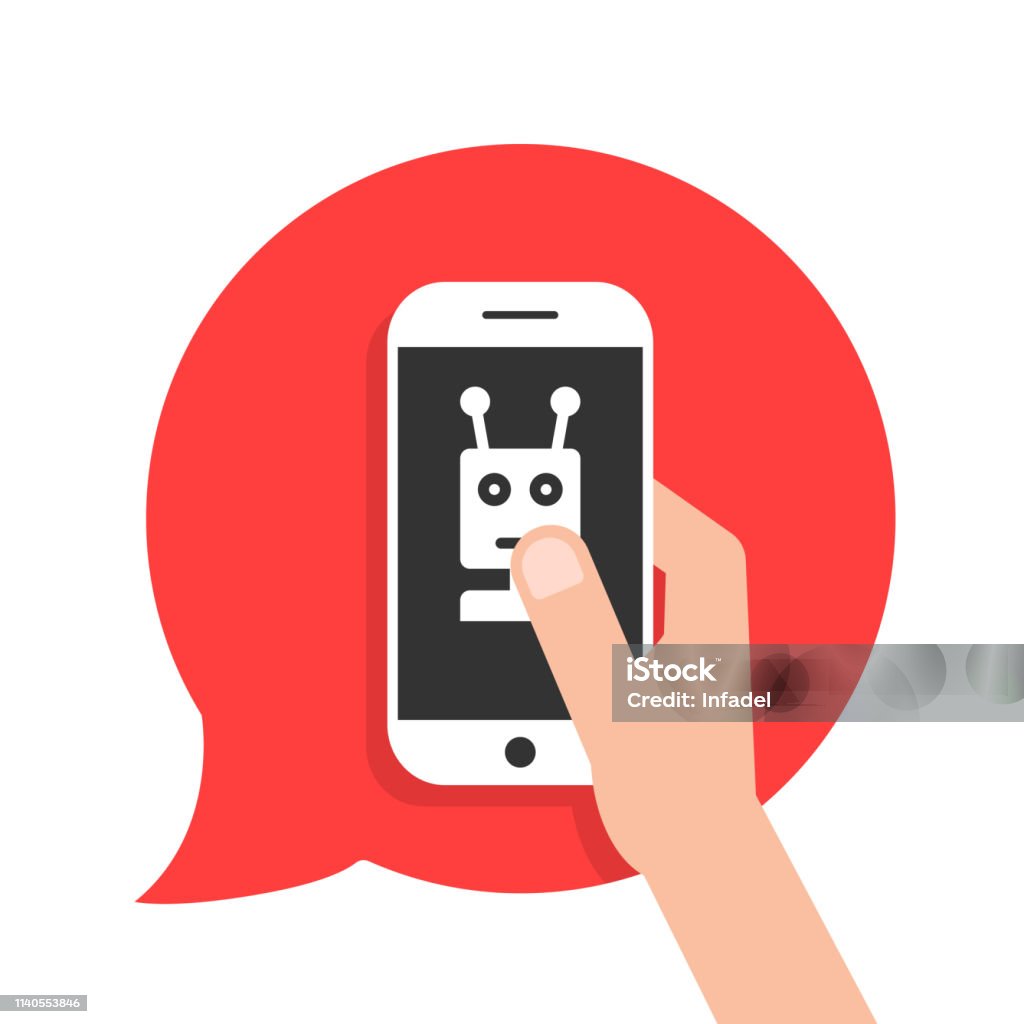 Red Chatbot Device Chatbot Phone On Red Speech Bubble Stock Illustration - Download Image ...