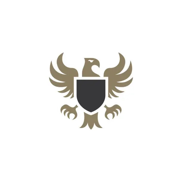 Vector illustration of Heraldic eagle emblem template. Vector illustration