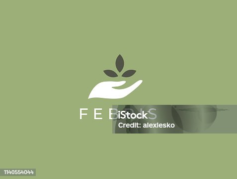 istock Hand with plant logo. Growth concept. Environment friendly symbol. Eco vector illustration. Hand + Leaf logo. 1140554044